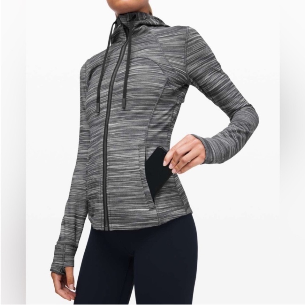 Lululemon Hooded Define Jacket in Black and White Heathered Size 6